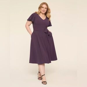 Lane Bryant Purple Flutter Sleeve Dress